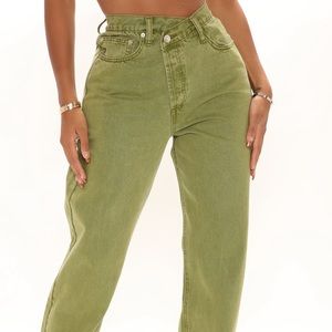 Fashion Nova Crossover Color Straight Leg Jeans - Olive